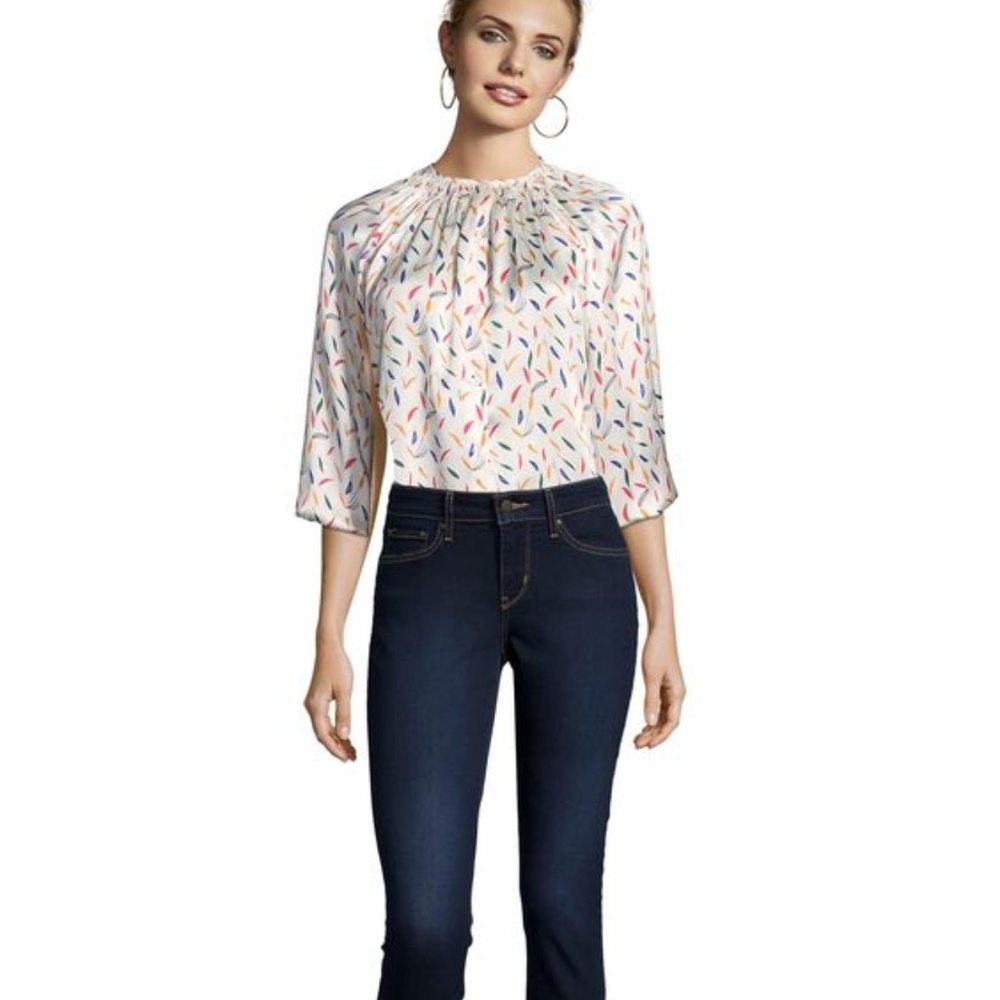 *Clearance* Tucker Classic Blouse White Confetti in Charmeuse